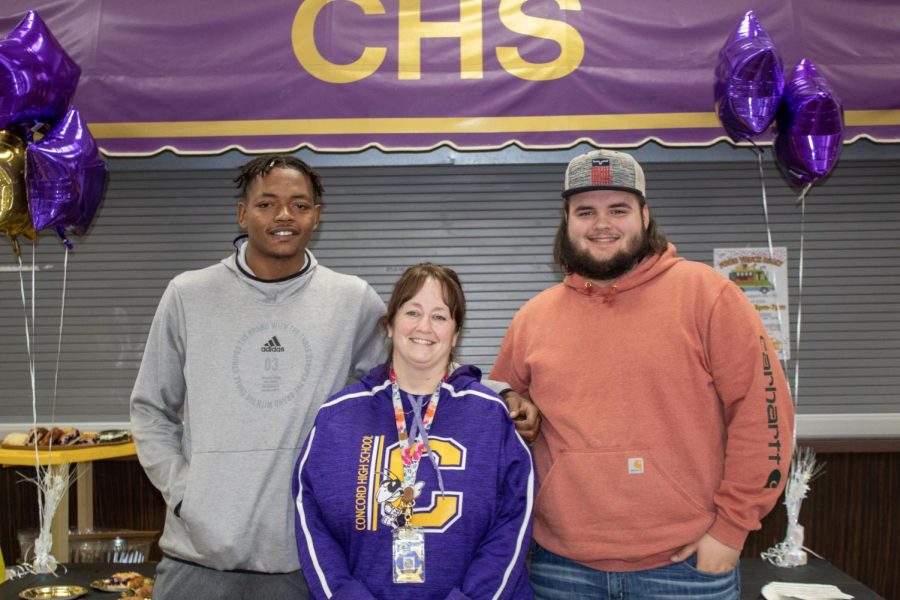 Mrs. Otto, Omarion Culliver, and Cole Gannon celebrating Decision Day.