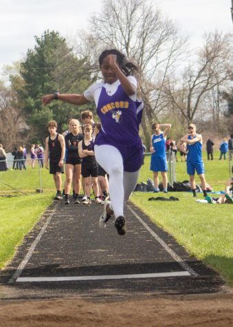 Khaleah Wingfield in Wednesdays long jump competition. 