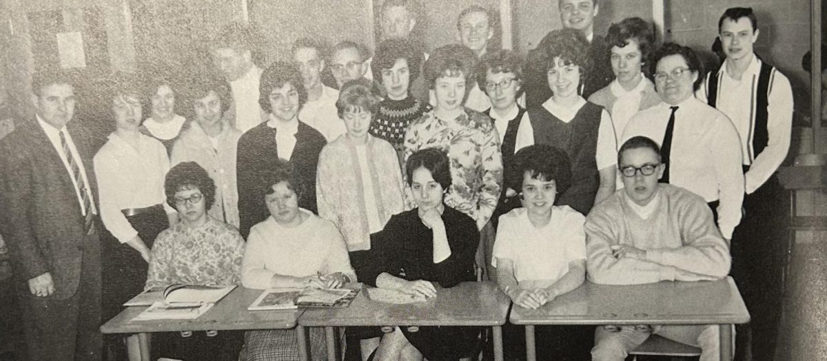 The 1963 yearbook staff from the yearbook