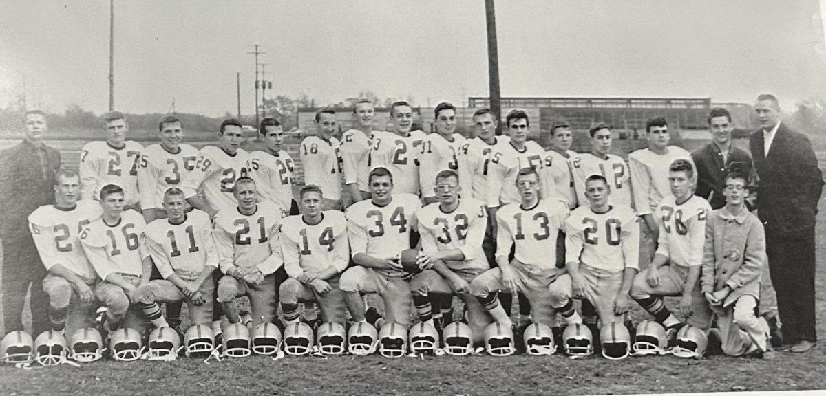 The Varsity football team in the 1963 yearbook