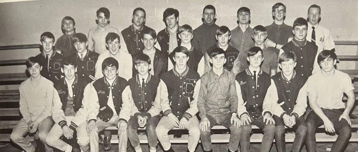 The wrestling team in the 1969 yearbook