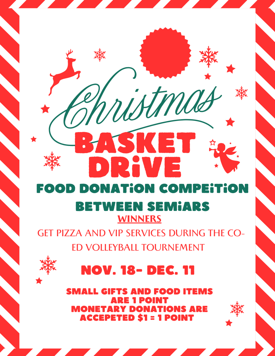 The flyer for the Basket drive