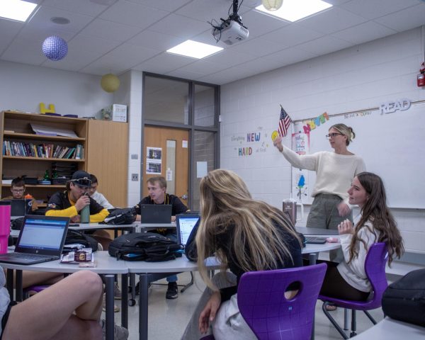 Mrs. Osterhout preparing the class for the inspect test.