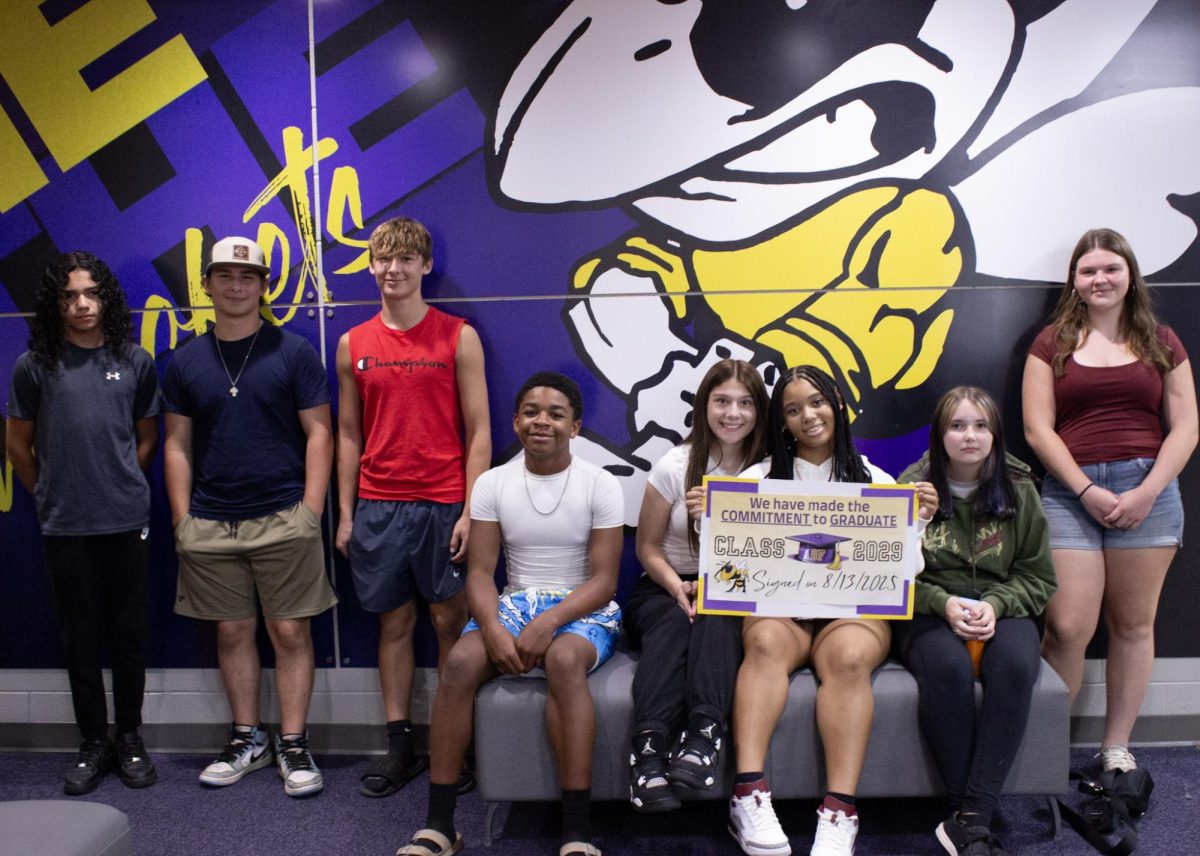 Left to right: Mateo Bommarito, Breyden Becker, Luke Burrow, Jerimiah Davis-Bailey, Madison Drew, Destiny Davis, Netalia Ritz, and Gemma DelGrosso. 