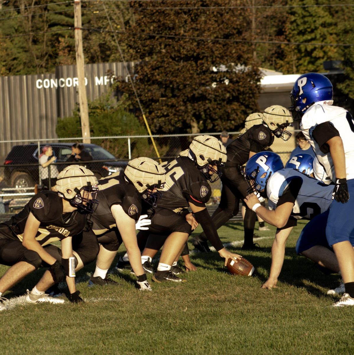 The boys lining up to start the play 