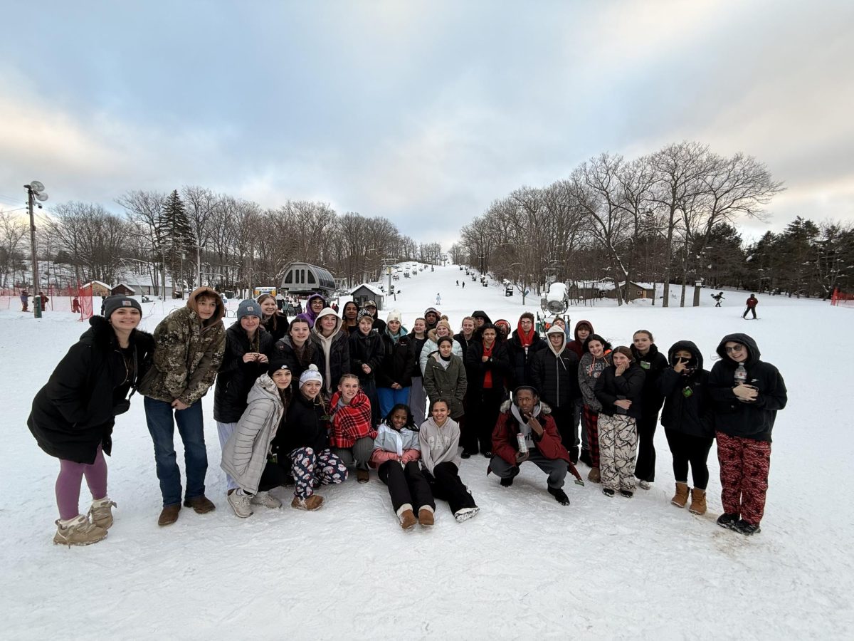 Concord High School and Middle School students on the trip posing for a group picture