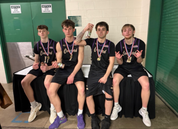 Waiting for interviews after winning the state championship.